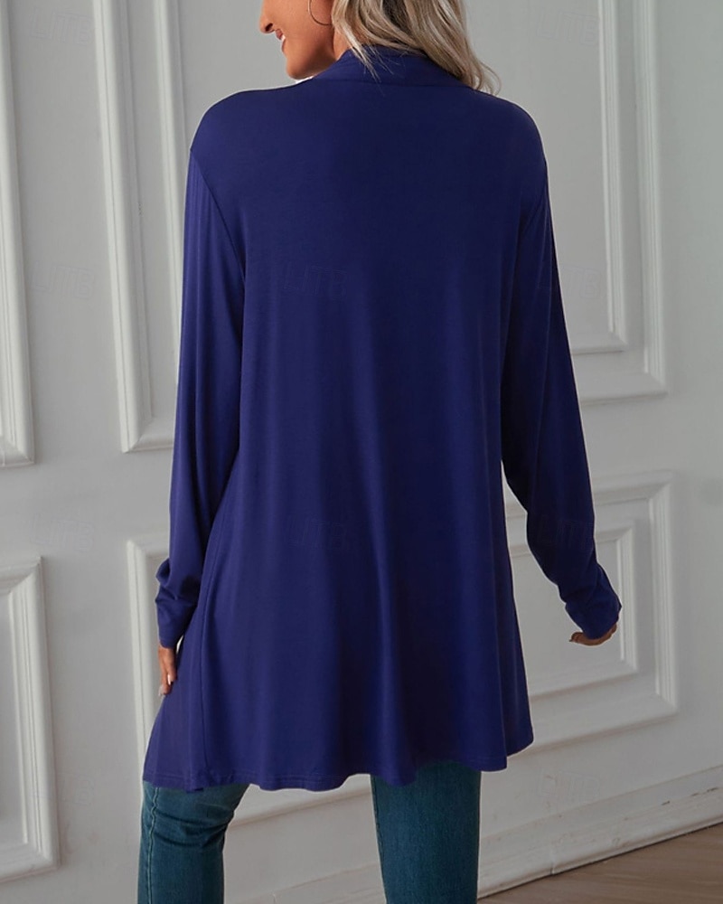 Damen Pullover Strickjacke Urlaub Mode Täglich Einfarbig Gerippt Öffnung vorne Gestrickt Langarm Lange Oberteile Stricken Ferien Ausgehen Wochenende Schwarz Weiß Herbst Winter 2025 - $22.99 –P20