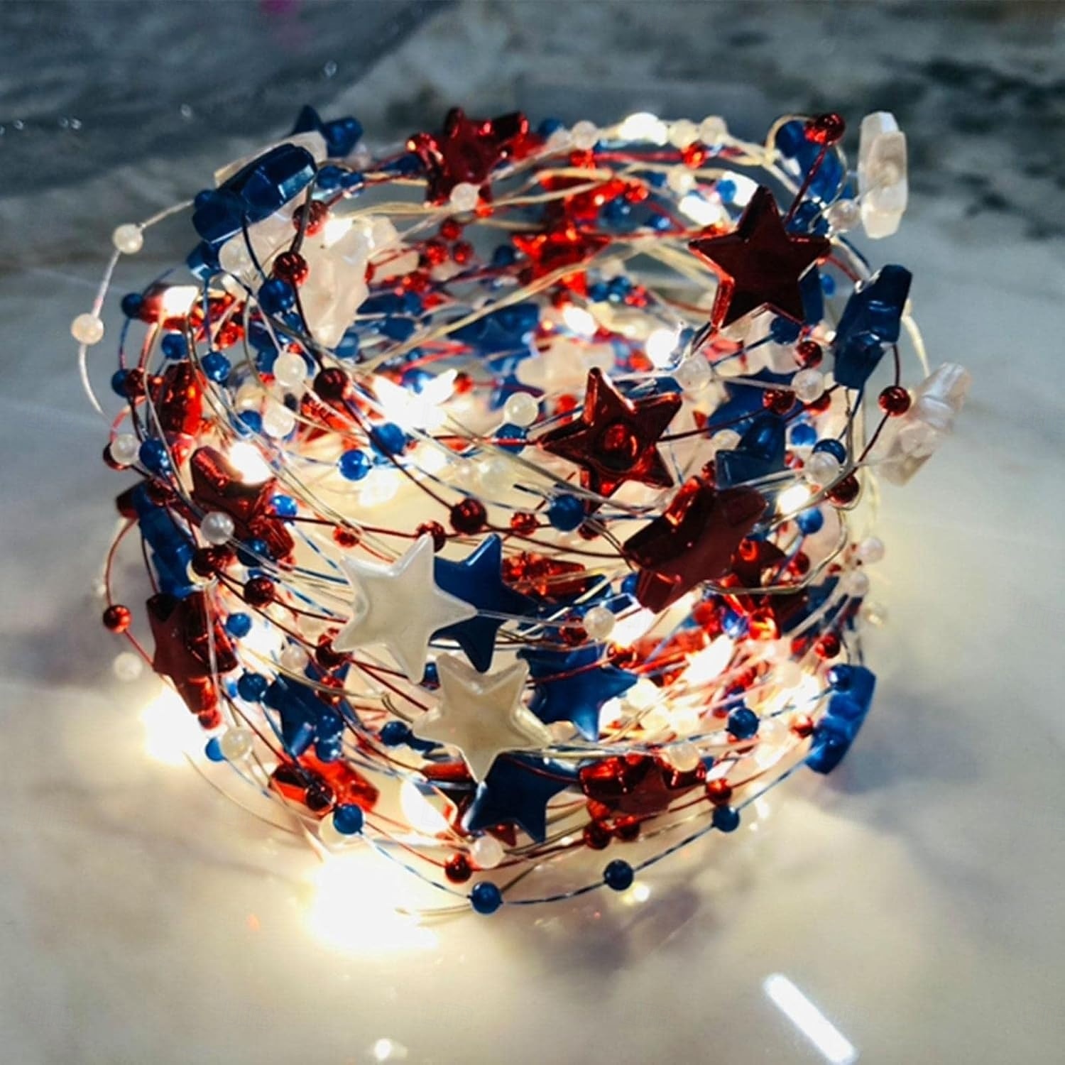 1 Pz Luce Decorativa a Stringa con 30 LED 3M Patriottica per il 4 Luglio Giorno dell'Indipendenza 250° Anniversario Giorno della Memoria Stringa di Luci Decorativa a Stelle Rosse Bianche e Blu Tema del 2026 a $12.99 –P13