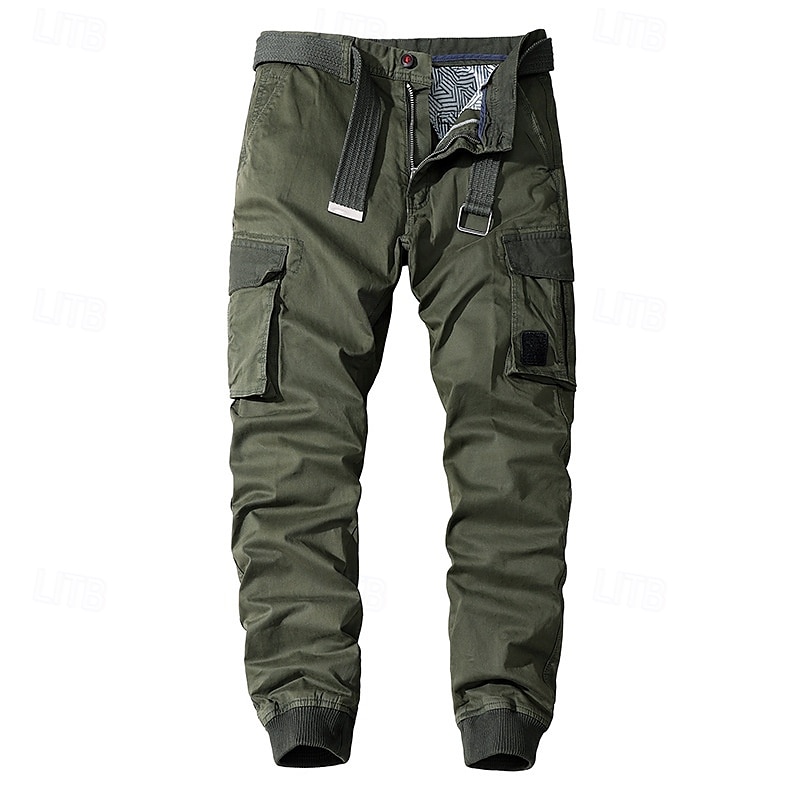 Homme Pantalons Cargo Pantalons Boutons Taille Élastique Multi-poches Uni Portable Extérieur Quotidien Camping & Randonnée Mode Classique Noir Vert Véronèse de 2025 ? $37.99 –P11