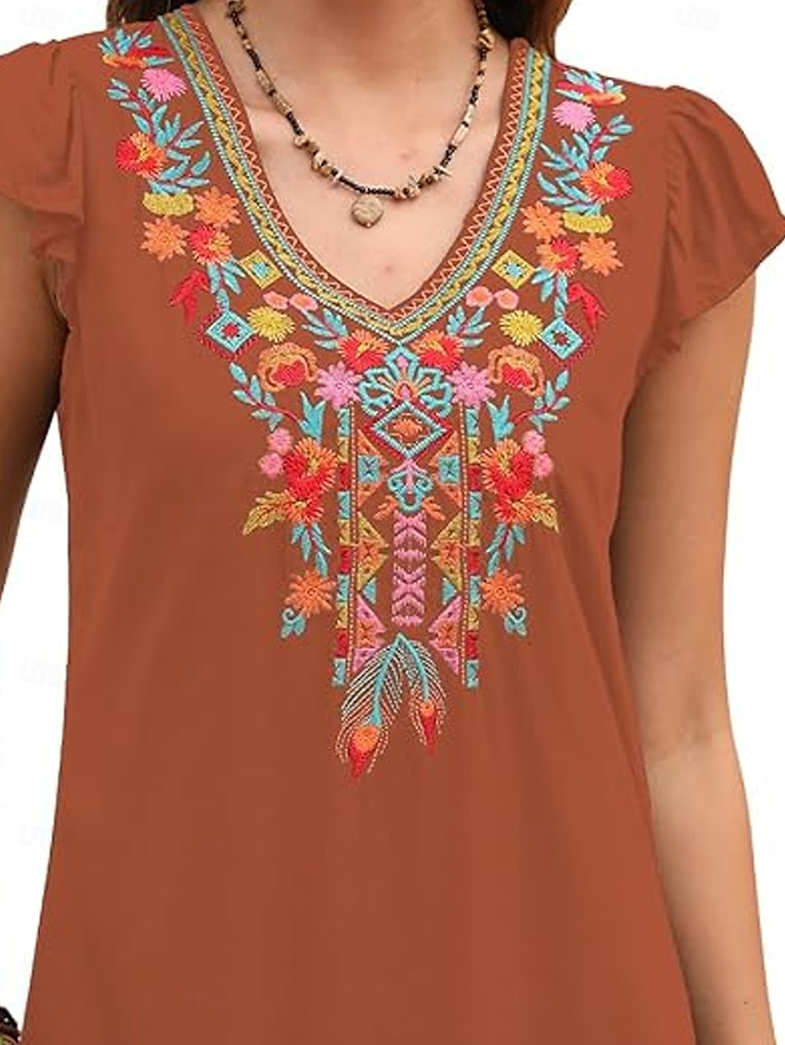 Women's Mini Dress Casual Dress Fashion Modern Elegant Dress Cap Sleeve Wedding Daily Date Regular Fit Floral Embroidery Sleeveless V Neck Black White Orange Summer 2025 - $27.99 –P18
