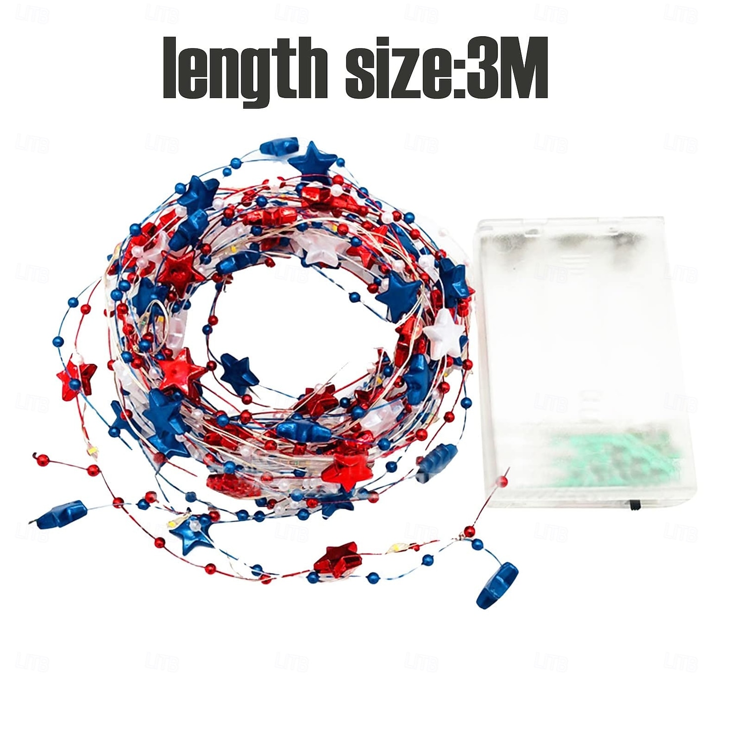 1 Pc Patriotic 3M-30 LED Bead for 4th of July Independence Day 250th Anniversary Memorial Day Red, White, Blue Star Decorative Light String Indoor Party Theme Decorative Light AAA Battery Box 2026 - $12.99 –P4