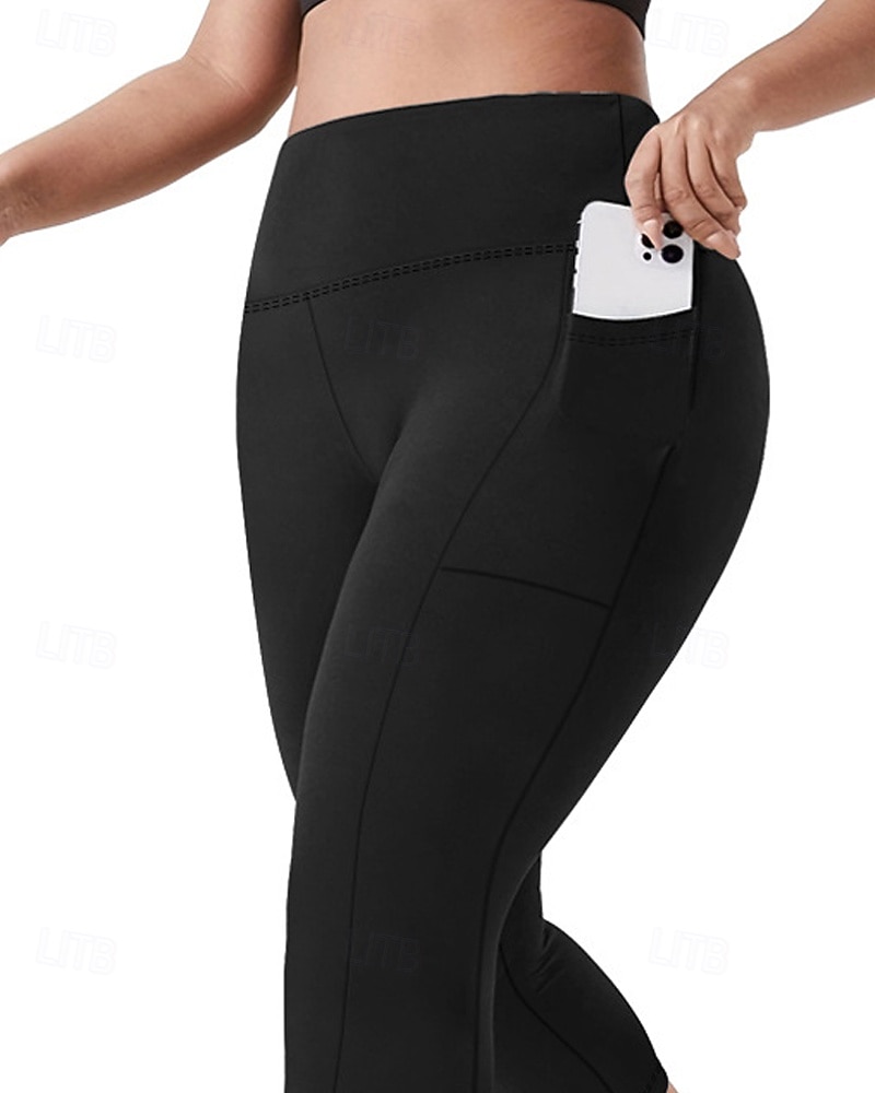 Femmes leggings de pilates Jambières Capri pantalon de sport Avec Poches Léger Pilates Salle de sport Course Leggings Capri Couleur Unie Gris foncé Noir Vert Véronèse Grande taille Des sports Tenues de 2026 ? $17.99 –P6