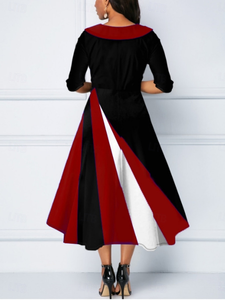 Naisten Midimekko A linjainen mekko Bodycon mekko Puolimuodolliset mekot Toimisto Normaali Geometrinen 3/4 hiha V kaula-aukko Keltainen Viini Sininen Purppura Kesä Syksy 2025 - $31.99 –P16