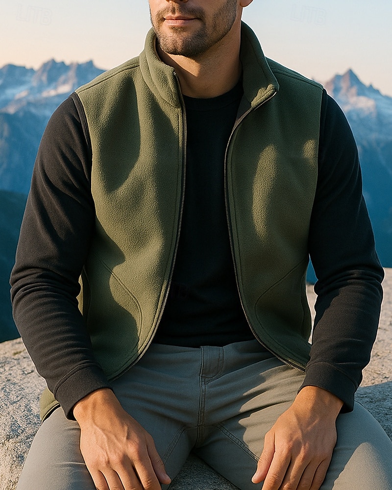 Herren Wanderweste Ärmellos Weste Außen Thermowarm Atmungsaktiv Leicht Winter Reißverschluss Polyester Schwarz Armeegrün Rot Jagd Angeln Klettern 2025 - $23.99 –P1