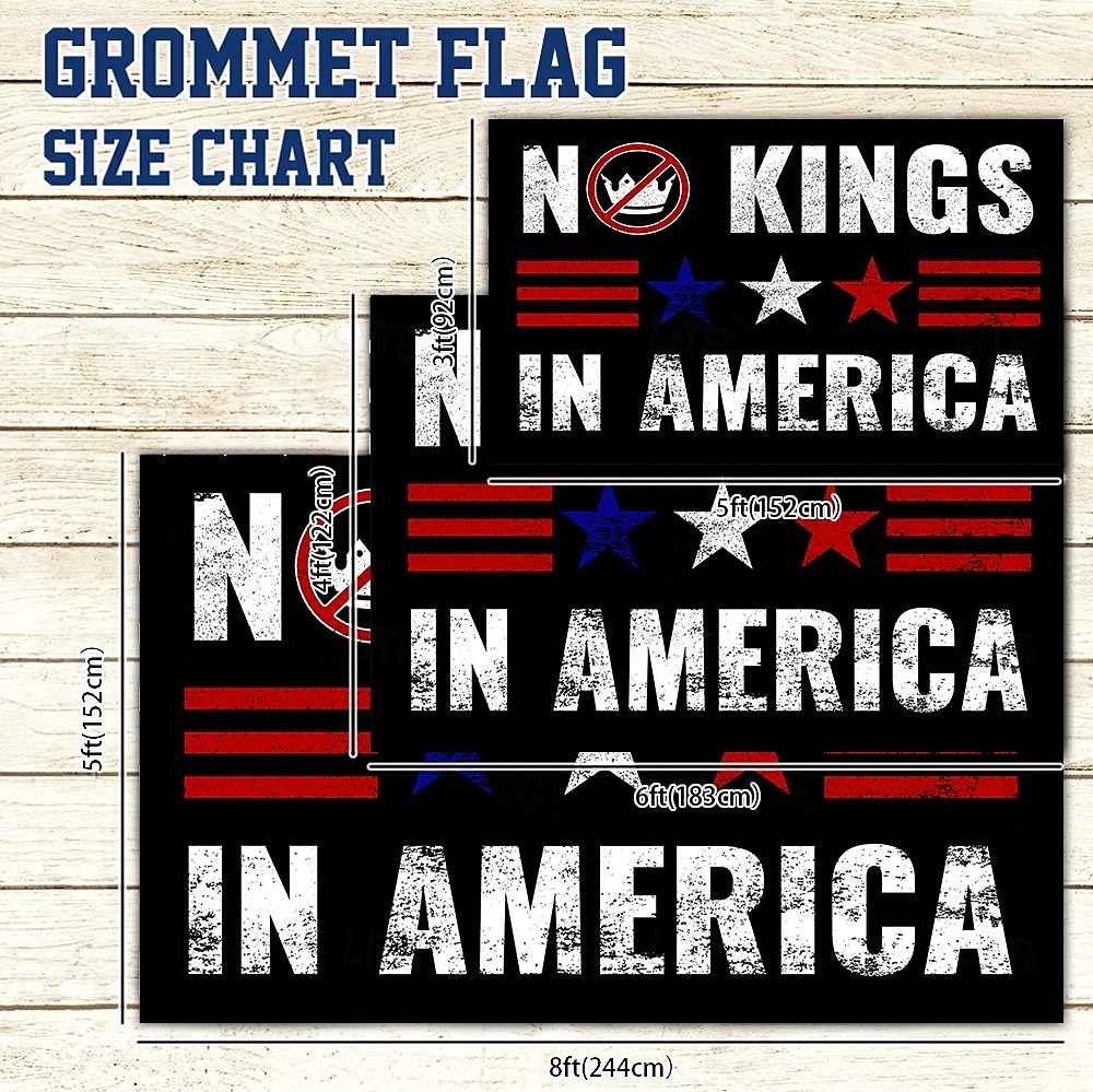 Nessun re protesta all'aperto al chiuso con occhielli bandiera americana casa cortile giardino decorazioni festa striscione cartello del 2026 a $12.99 –P4