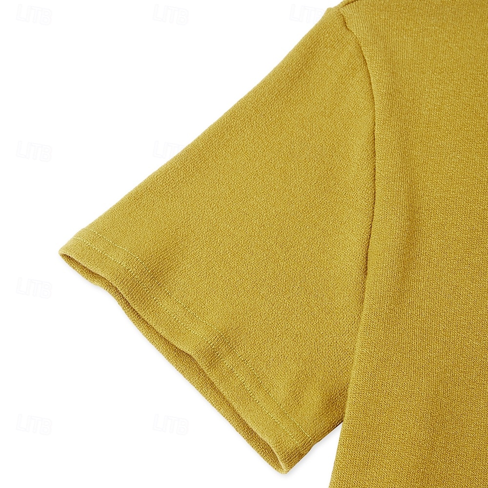 Férfi Kötött póló Tee Top Cotton Blend póló Rövid ujjú V-alakú Nyár Tömör szín Divat Dizájn Alap Kötött Vakáció Utca Hétköznapi Sárga Bézs Világoskék Férfi felső póló 2025 - $17.99 –P11
