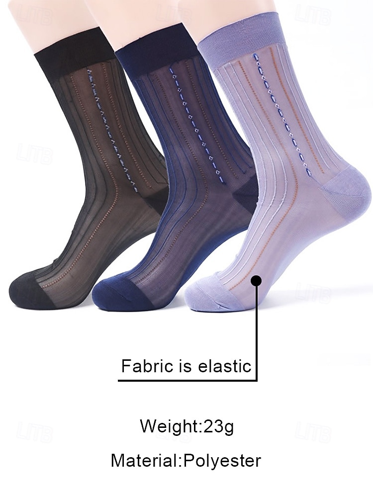 мужские прозрачные деловые носки, ретро-вертикальные полосы, дышащие тонкие нейлоновые носки до середины икры, подходят для офисных работников и официальных мероприятий 2026 - $11.99 –P9