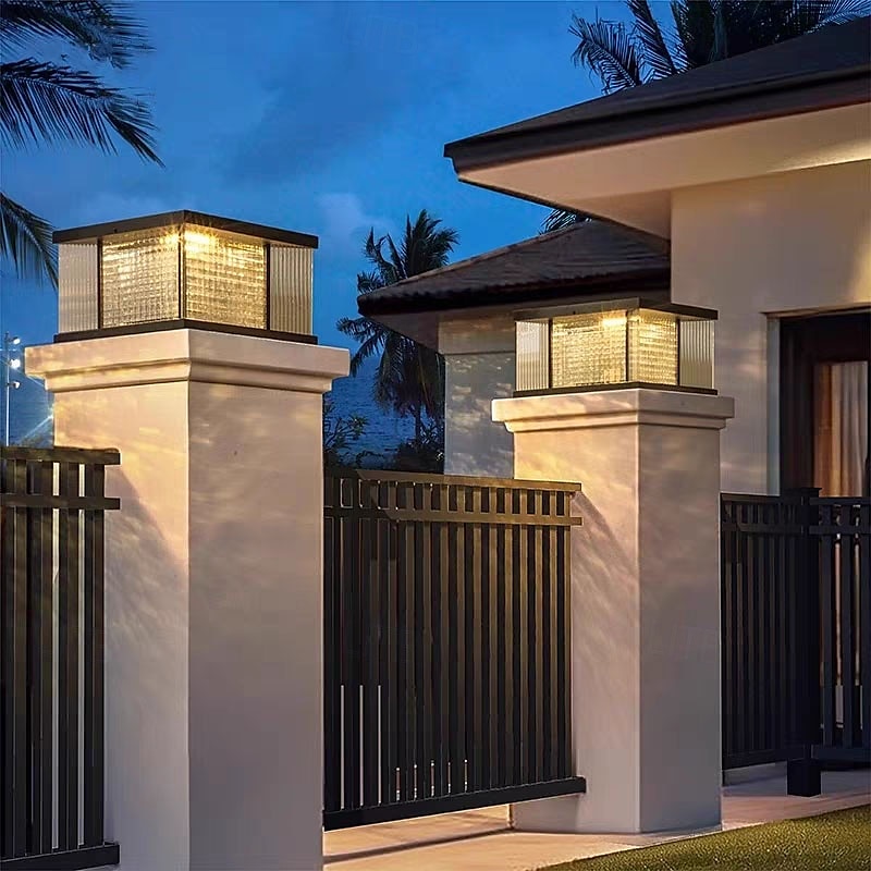 Lámpara de poste para exteriores, moderna lámpara de columna de metal para entrada de patio con carcasa de acero inoxidable, 110-240 V, 20 W 2026 - $331.89 –P5