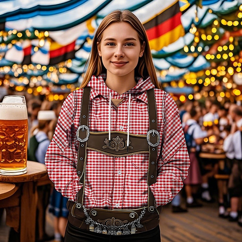 Hoodie Print Casual Bavarian Bishop Sleeve Front Pocket Graphic for Women's Adults' 3D Print  for Carnival Oktoberfest Beer Vacation Party 2026 - $32.99 –P2