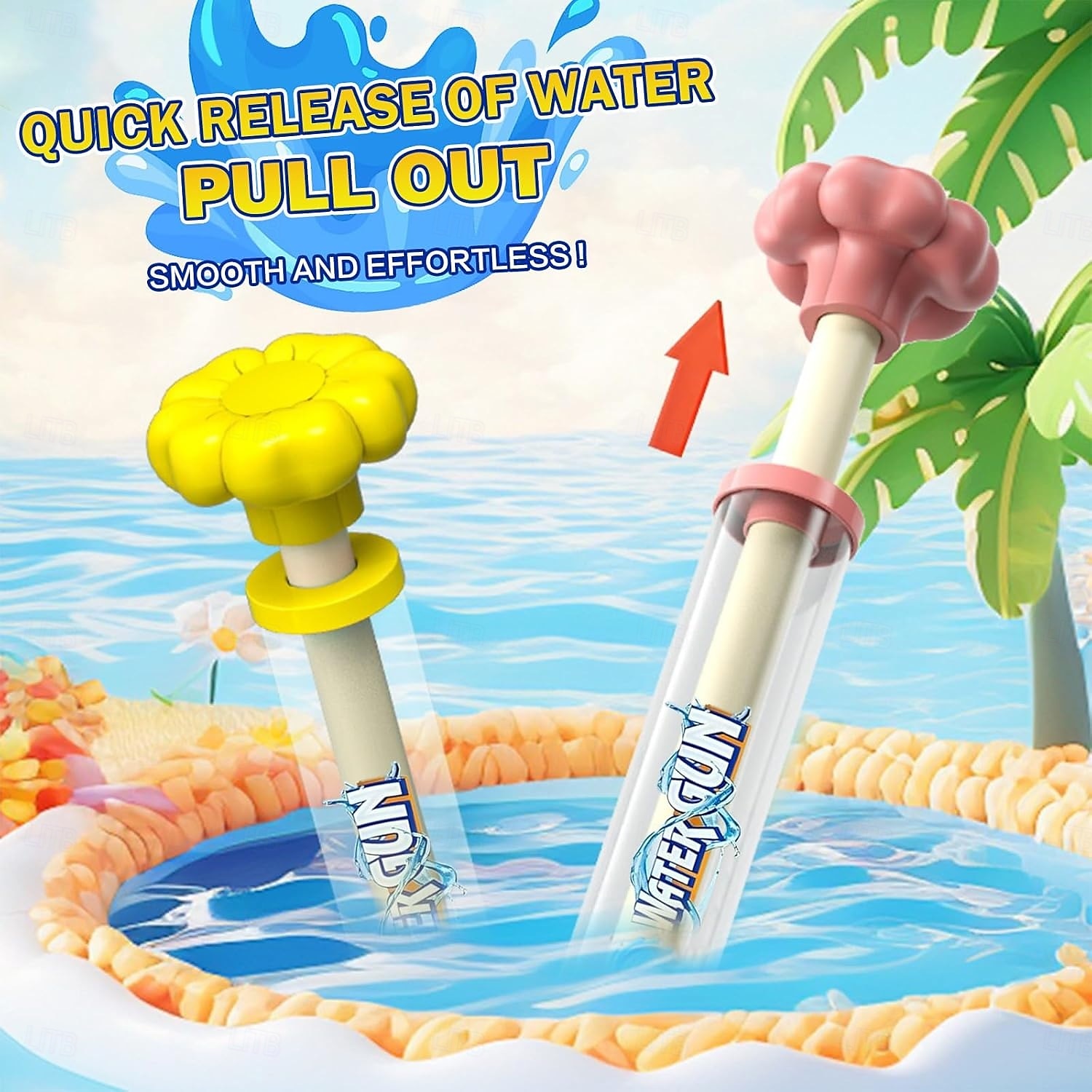 4-delige vuurwerkwaterpistool - romantisch vuurwerkwaterpistool voor koppels, groot bereik tot 8,2 meter, hogedruk uittrekbaar waterpistool, zomerzwembad &strandfeest plezier 2025 - $18.99 –P8