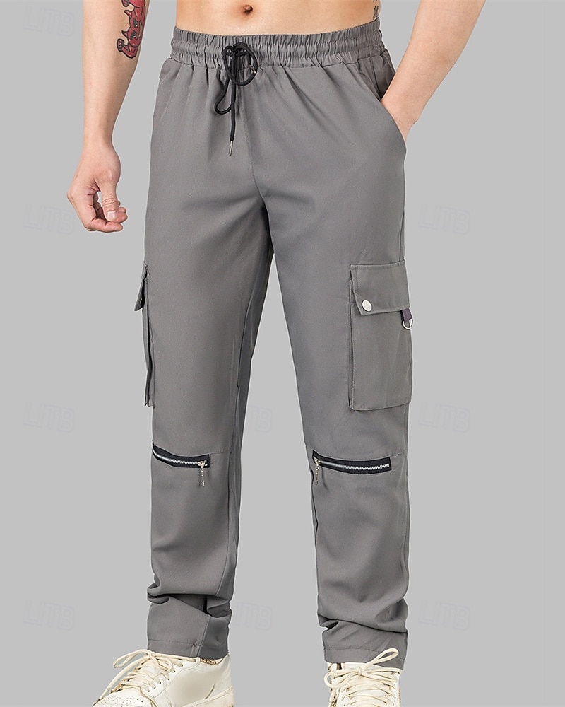 Men's Cargo Pants Trousers Drawstring Elastic Waist Multi Pocket Plain Wearable Outdoor Daily Camping & Hiking Fashion Classic Black Brown 2025 - $20.99 –P16