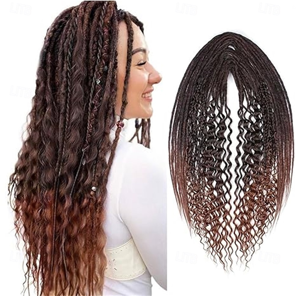 24 Inch 3 In 1 Dreadlock Extensions Sets 30 Strands Mixed Black Synthetic DE Dreads Extensions 100% Handmade Soft Double Ended Curly Boho Wavy Dreads for Girls 2025 - $58.99 –P12