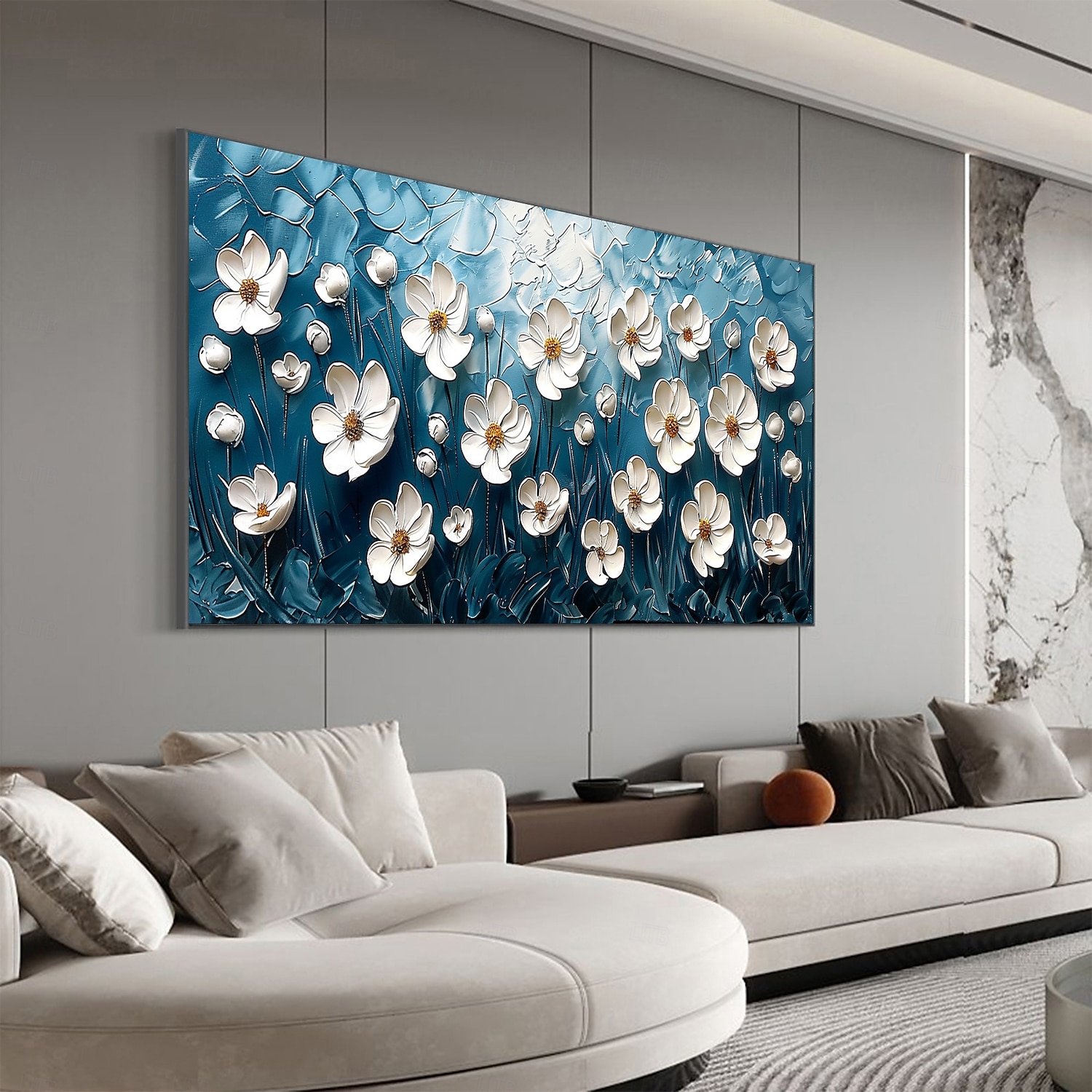 Handmade Original White Flower Oil Painting On Canvas Abstract Landscape Wall Art for Home Decor With Stretched Frame Without Inner Frame Painting 2025 - $183.99 –P5