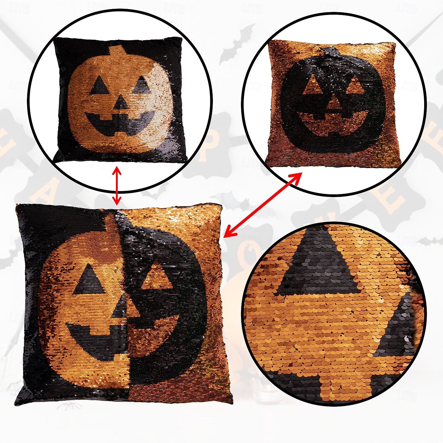 1 pcs Polyester Pillow Cover, Halloween Square Traditional Classic 2025 - $20.99 –P3