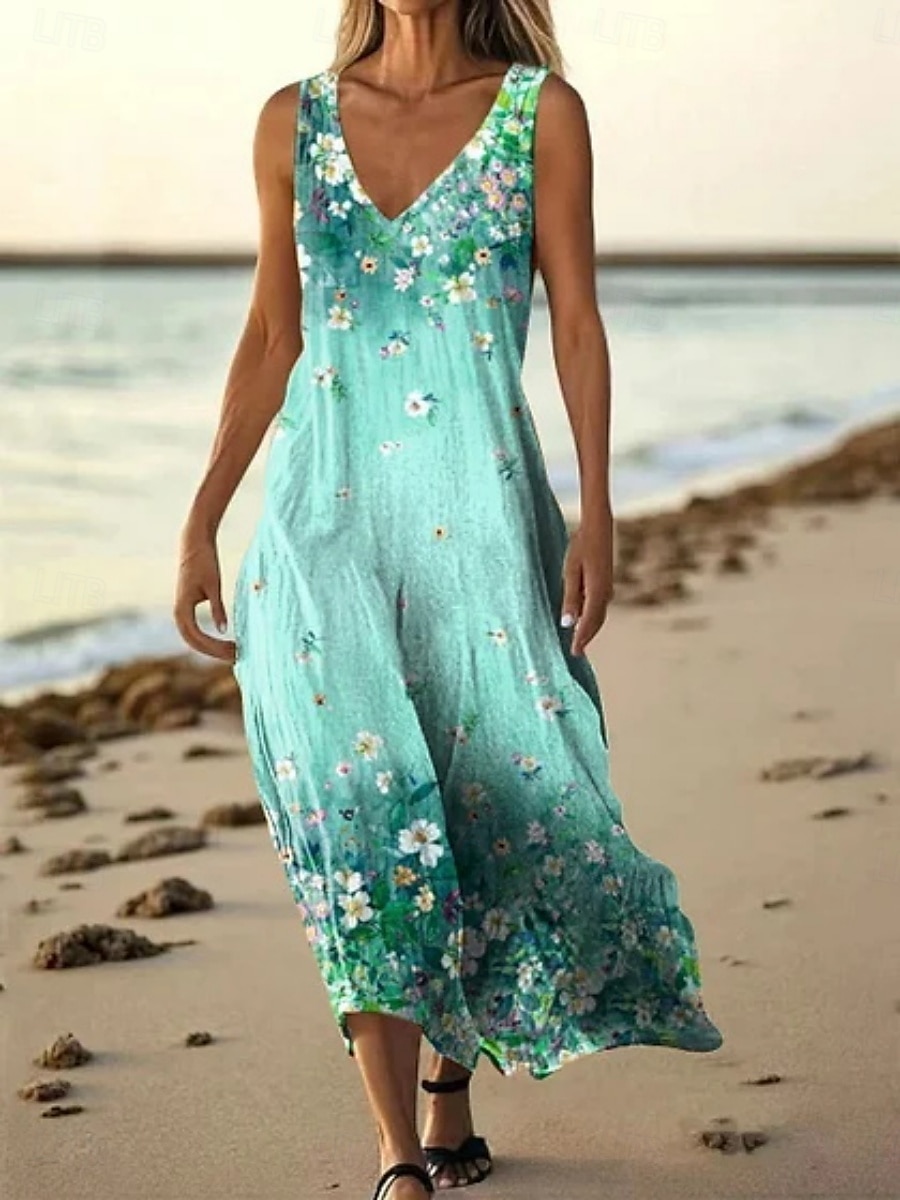 Femmes Robe Longue Maxi Robe Robe Décontractée Robe débardeur Robe d'été ancien Quotidien Fête Plage Coupe régulière Fleuri Sans manches Col en V Rose Claire Bleu Roi Bleu Violet Été de 2025 ? $20.99 –P3