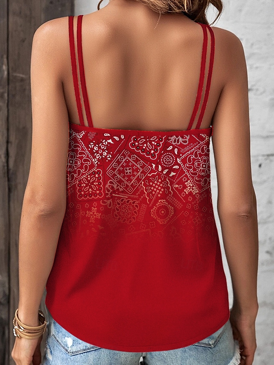 Női Camisole Tank Top Ombre Grafika Mértani Szüret Stílusos Ujjatlan Kanálnyak Normál felsők Napi Szabadság Nyomtatott Rubin Medence Bíbor Lóhere Nyár Tavasz 2025 - $17.99 –P2