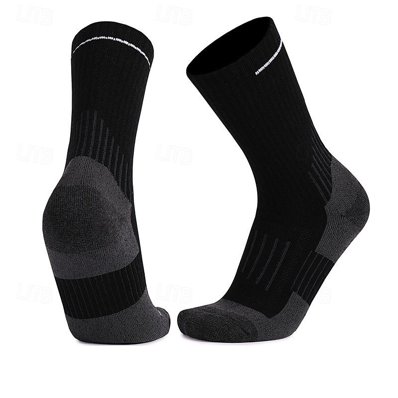 1 Par Hombre Mujer calcetines de lana merino Calcetines para correr Mantiene abrigado Transpirable Anti ampollas Grueso Al aire libre tripulación media Retazos Lana Merina Gris oscuro Negro Azul 2025 - $15.99 –P7