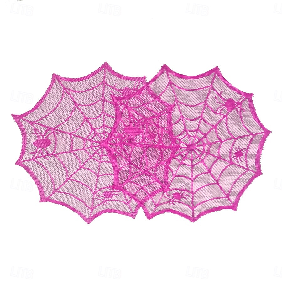 2025年 ハロウィーンの黒いレースの蜘蛛の巣のテーブルマット、蜘蛛の巣模様のプレースマット、あらゆる機会に使えるホームアクセサリー  コレクション – $10.49 –P5