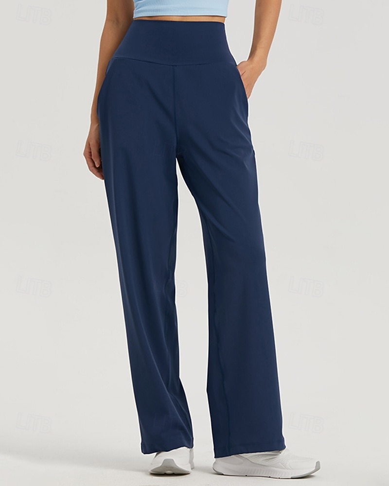 Damen Fitnesshose Pilates-Hosen Yogahose Mit Taschen Leicht Hohe Taille Fitnessstudio Pilates Zumba Unterteile Einfarbig Schwarz Weiß Dunkelmarine Herbst Sport Sportkleidung Mikroelastisch Lässiger 2025 - $35.99 –P7