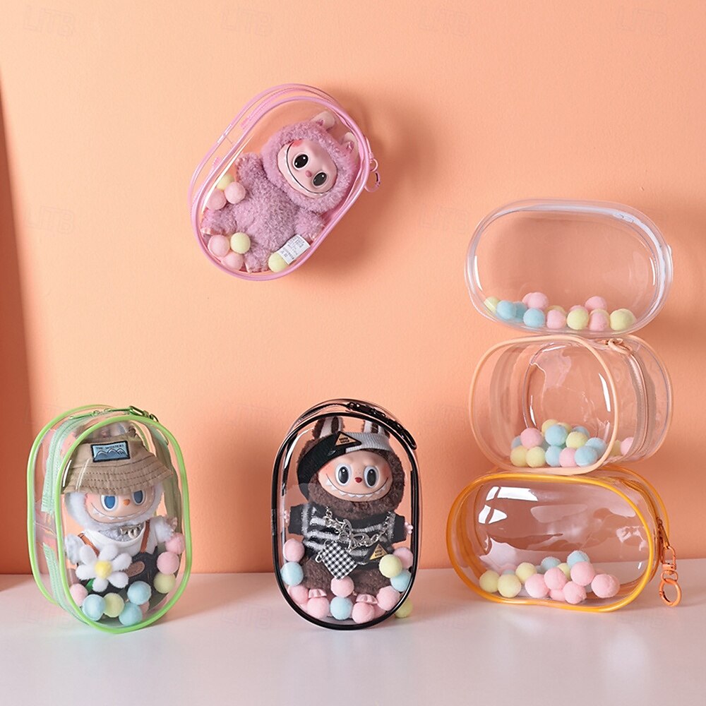 Clear Bag Keychain For 17/15cm Plush Doll(NO DOLL)Hanging Display CaseProtective CasePlastic PVC Storage Box (Clear Bag) 2025 - $13.99 –P3