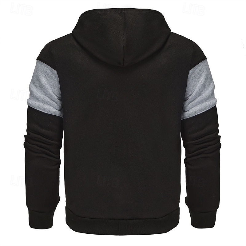 Per uomo Felpa con cappuccio Felpa con cappuccio a zip intera Rosso e nero Nero Rosso Grigio chiaro Grigio scuro Con Cappuccio Blocco di colori Patchwork Sport & Outdoor Quotidiano Ferie Poliestere del 2025 a $23.99 –P4