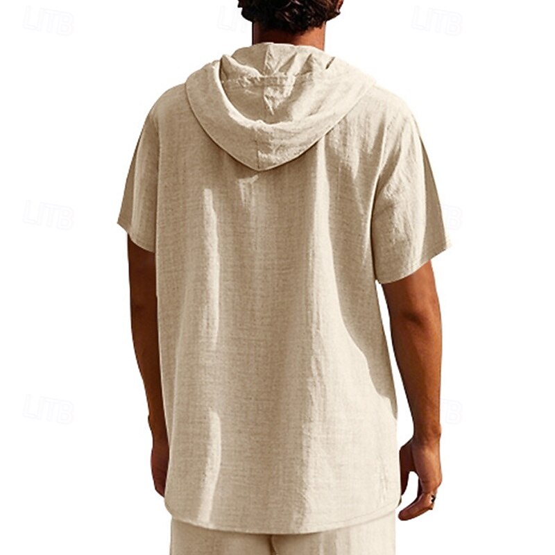 Voor heren T-shirt Henley-shirt T-shirts Shirt met korte mouwen Korte mouw Capuchon Zomer Lente Effen Modieus Ontwerper Basic Knop Vakantie Straat Uitgaan Zwart Wit Geel Top T-shirt voor mannen 2025 - $25.99 –P3