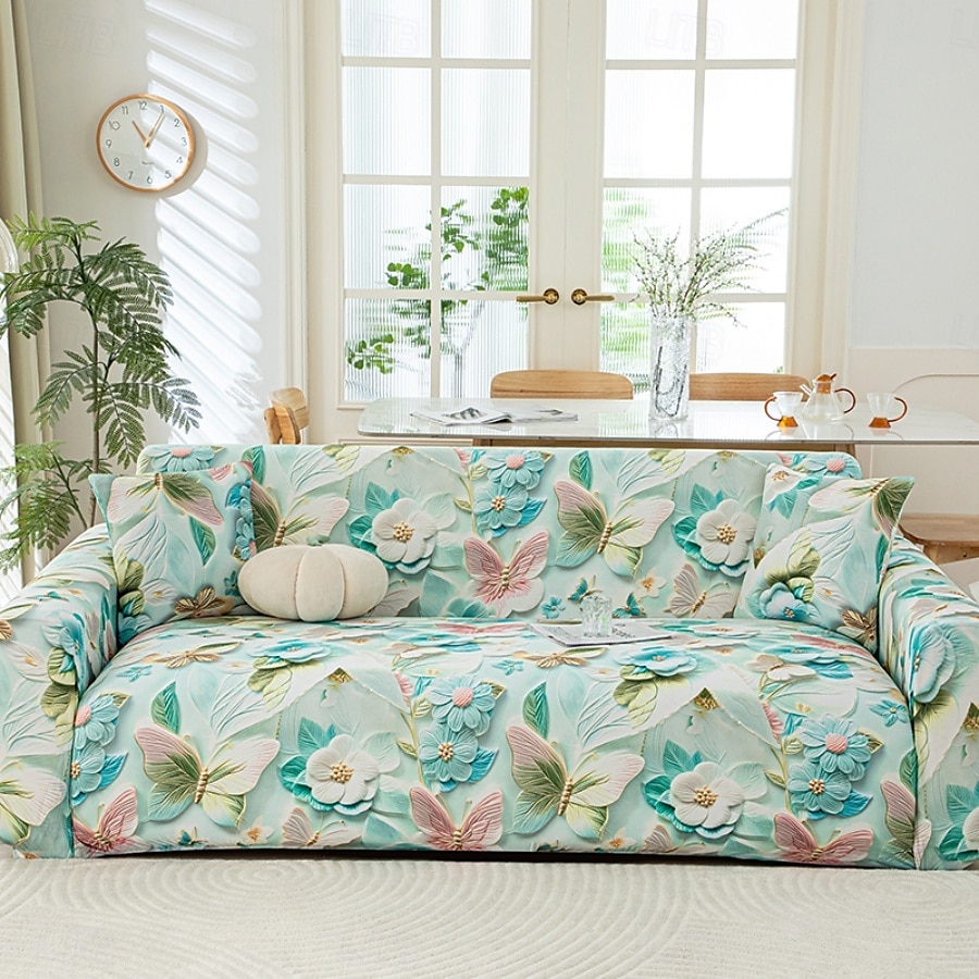 Fundas de sofá con estampados de verano, refrescantes, universales, en forma de L, para chaise longue de 1, 2, 3 o 4 plazas, de seda fría y elástica. 2025 - $84.99 –P1