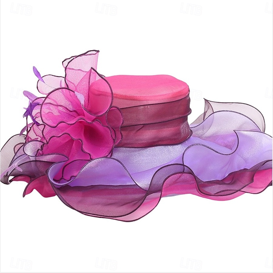 Hatter organza Solhatt Formell Bryllup Aftenselskap Te Fest Hesteløp Elegant Årgang Med Blomster Hodeplagg Hodeplagg 2025 - $15.49 –P17