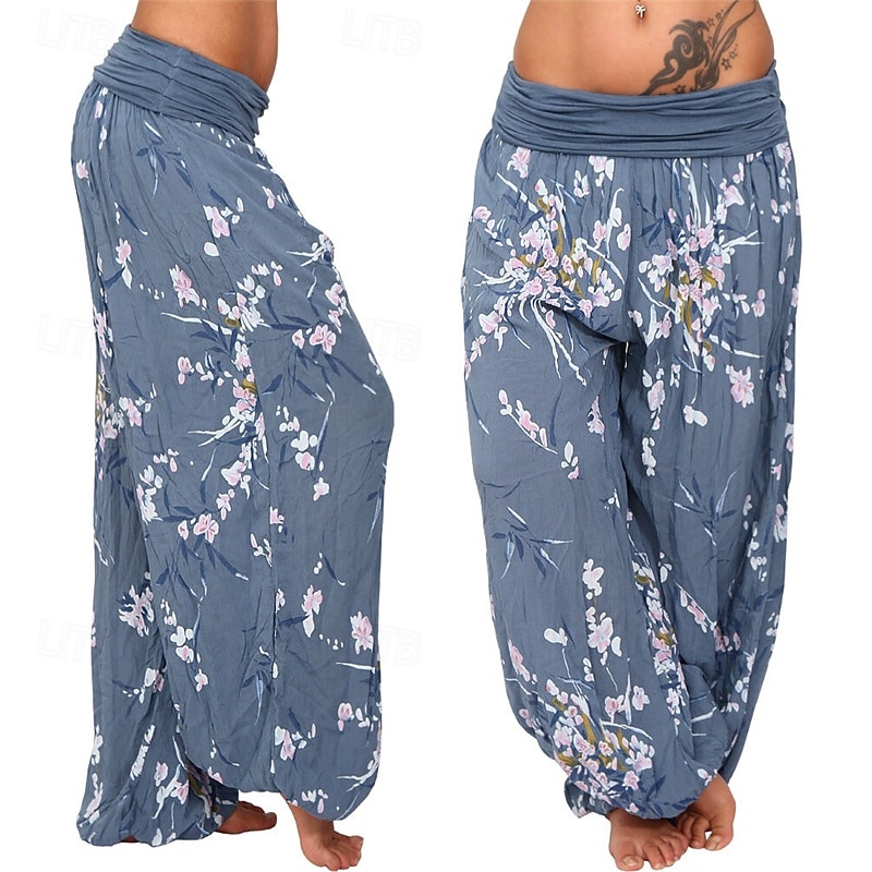 Dam Byxor Harem byxor Palazzo byxor Mode Boho Fullängd Medium Midja Mönster Elastisk midja Bekväm Microelastisk Gata Dagliga kläder Utekväll Vit Gul Ljusgrön Rosa Sommar Vår Normal 2025 - $19.99 –P9