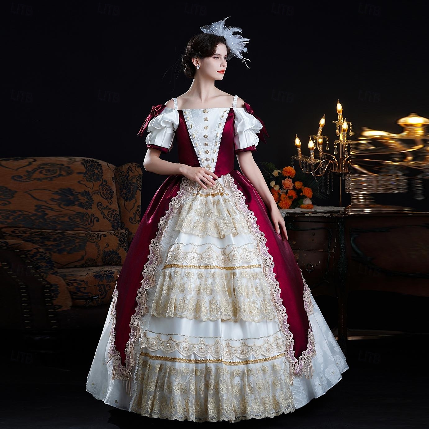 Vintage Rokoko Renässans Maxi Klänningar Vanligt Juliet ärm Prinsessa Brud Plisserad Med volanger Prinsessa Rund hals Dam Halloween Karnival Maskerad Prestanda Fest Halloween Vuxen Alla årstider 2025 - $356.59 –P4