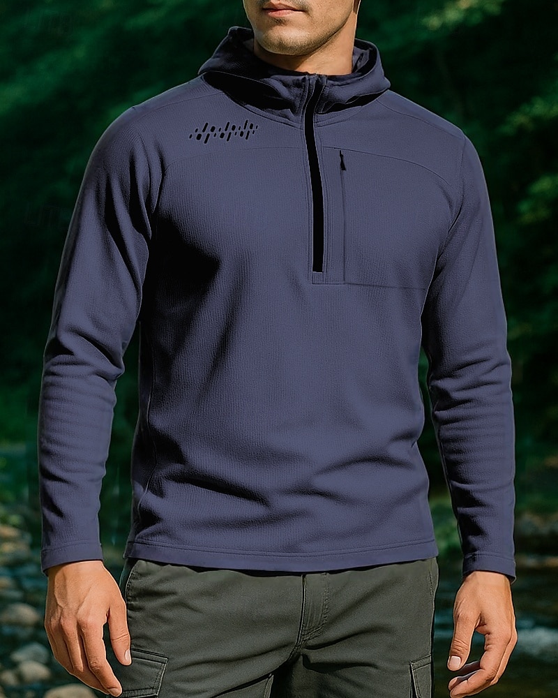 Men's Hoodie Polo Sweatshirt Hiking top Long Sleeve Hoodie Tee Tshirt Top Outdoor Quick Dry Lightweight Breathable Quarter-Zip Polyester Black White Royal Blue Tennis Golf Running 2025 - $26.39 –P7