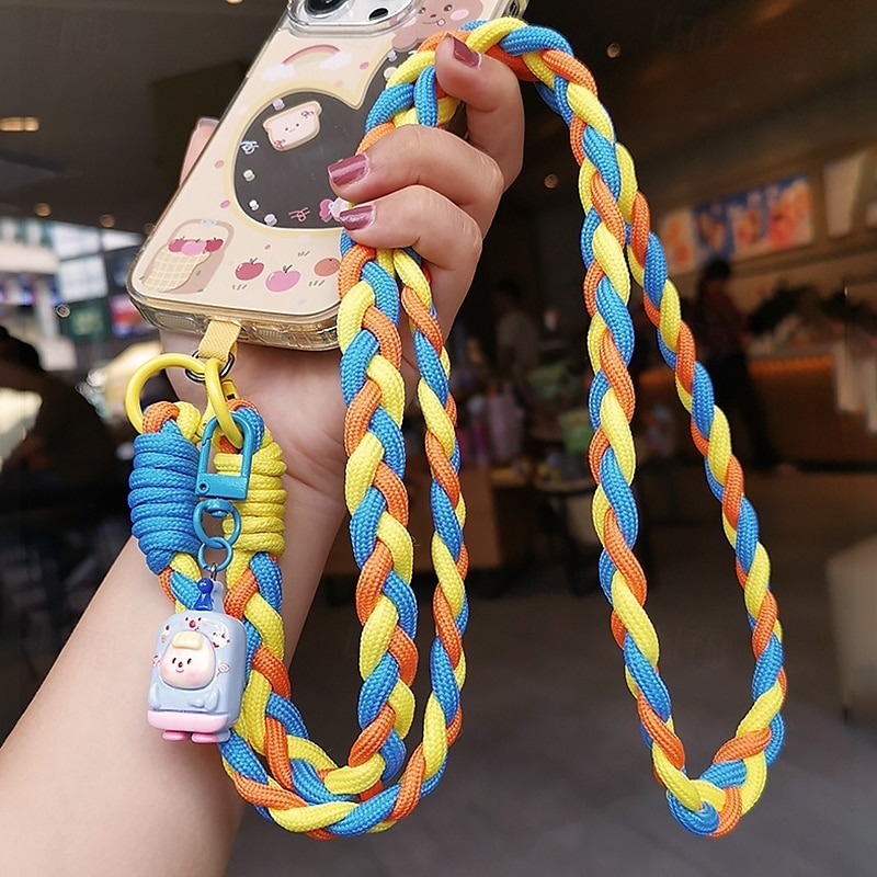 Nuova tracolla con tre fili a coda di cavallo, cordino per cellulare da donna, anti smarrimento, cordino robusto con ciondolo a forma di cartone animato, cordino lungo per cellulare. del 2025 a $10.99 –P8