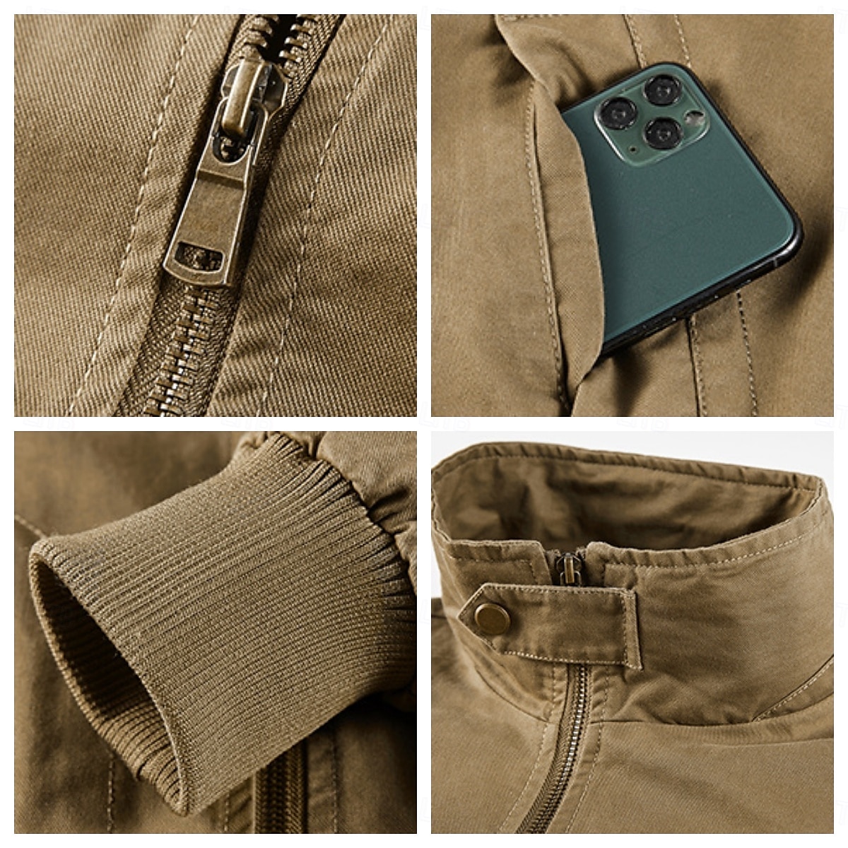 100% Baumwolle Herren Bomberjacke Taktische Jacke Motorradjacke Outdoor Casual Weich Mehrere Taschen Frühling &Herbst Uni Nationalflagge lässig bequem Stehkragen schwarz weiß khaki grün 2025 - $70.99 –P5