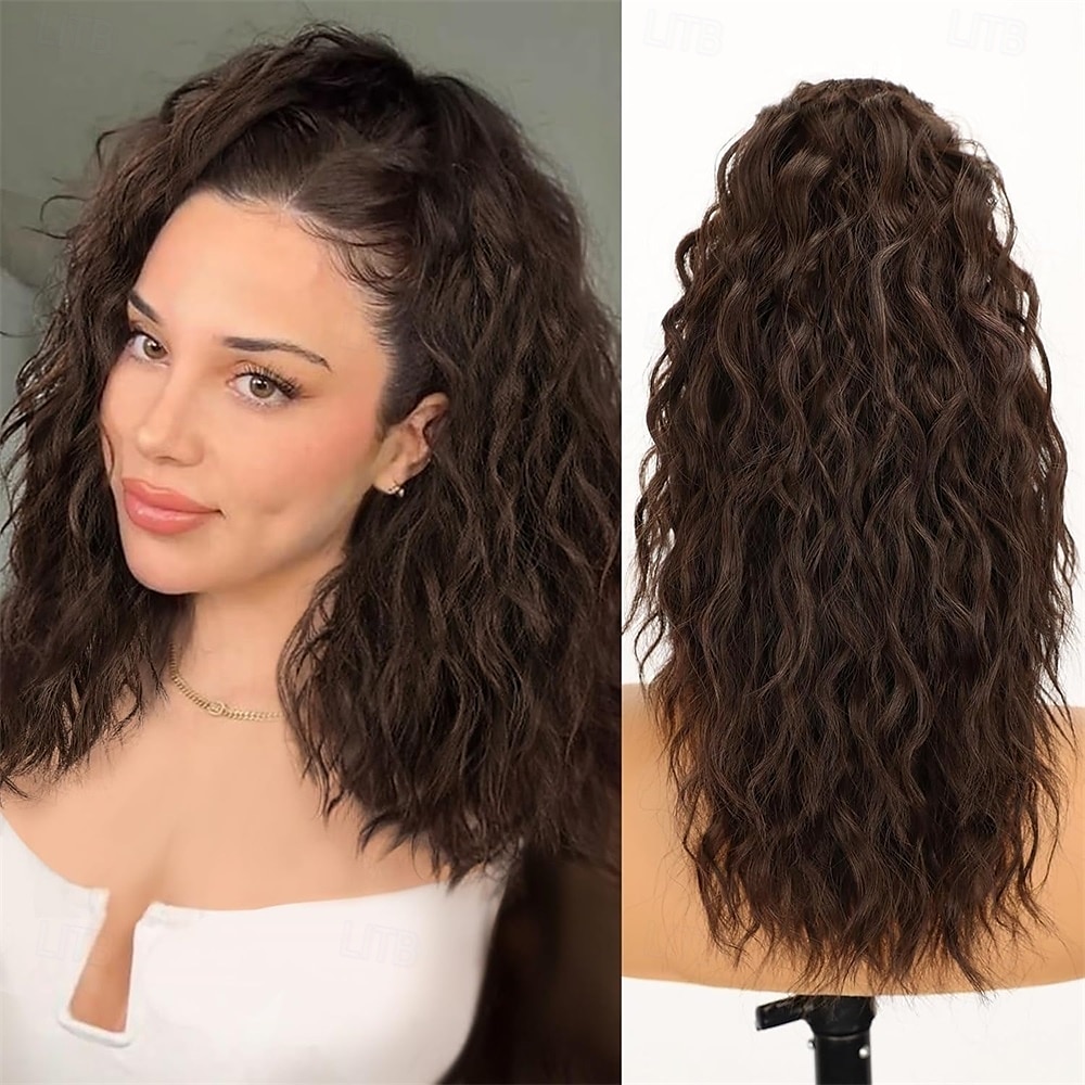 Extension per coda di cavallo con clip a artiglio, code di cavallo ondulate da 18 pollici, extension per capelli a strati, soffici, con clip per donne, posticci sintetici, nero ombré, biondo misto. del 2025 a $21.99 –P3
