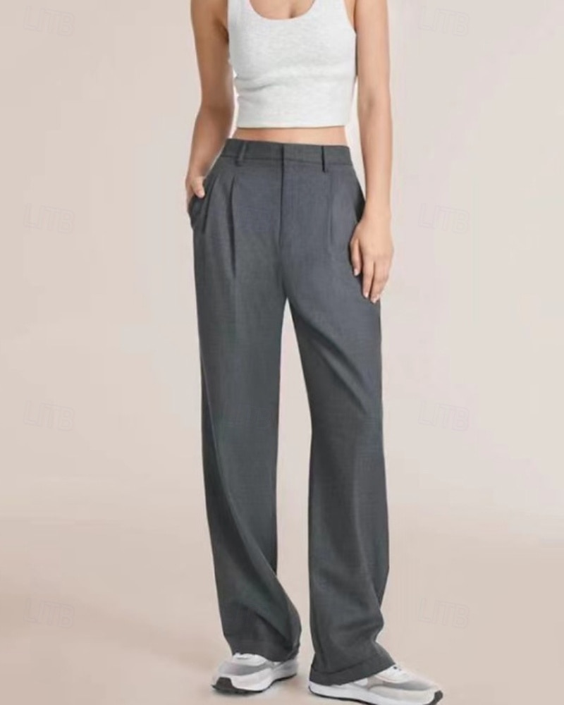 Per donna Gamba larga Pantaloni Eleganti Streetwear Casual Lunghezza intera Naturale Semplice Tasca Elastico in vita Comodo All'aperto Confortevole Vacanza Uscire blu navy Aalbicocca Grigio Nero del 2025 a $20.99 –P7