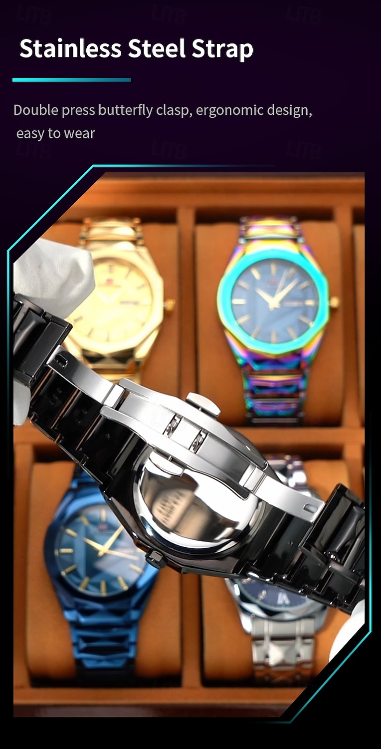 VA VA VOOM Men's Watch Business And Leisure Dual Calendar Waterproof Stainless Steel Strap Color Changing Dial Quartz Watch 2025 - $29.99 –P9