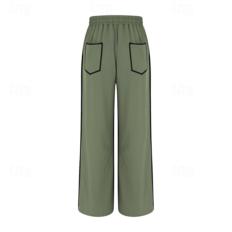Dame Joggebukser Bukser Rett Fritid Treningsklær Lang Middels midje Lapper Lomme Elastisk snordesign Høyt snitt Pusteevne Myk Mikroelastisk Feriereise Gate Dagligdagstøy Svart Militærgrønn Navybl 2025 - $20.99 –P20