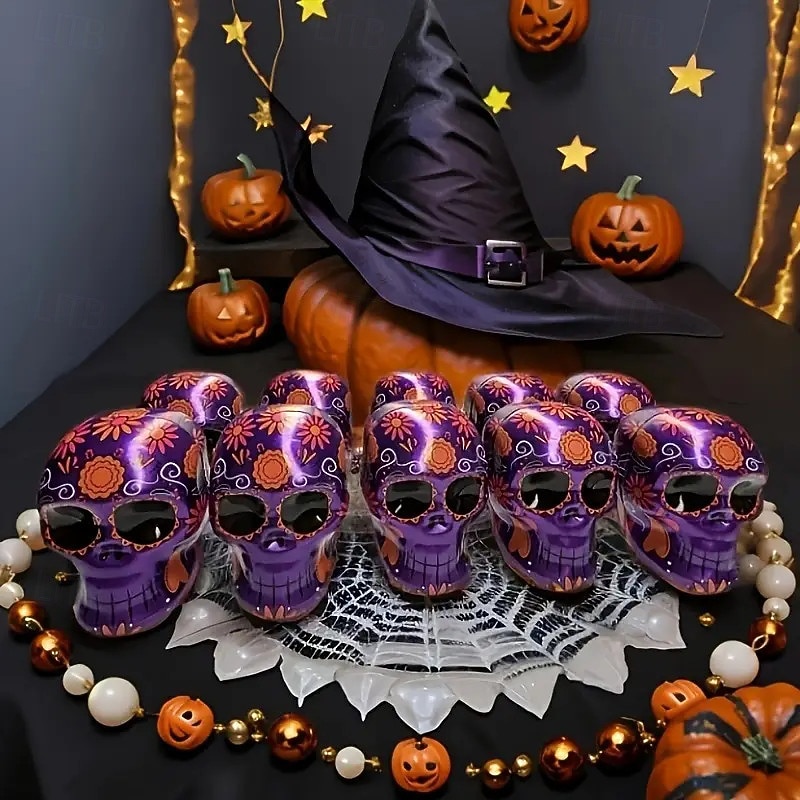 3 stuks Halloween snoeppot in de vorm van een schedel - matte ijzeren opbergcontainer voor koekjes en snacks display- en verpakkingsmaterialen sieraden maken display- en verpakkingsmaterialen kralen 2025 - $15.49 –P2