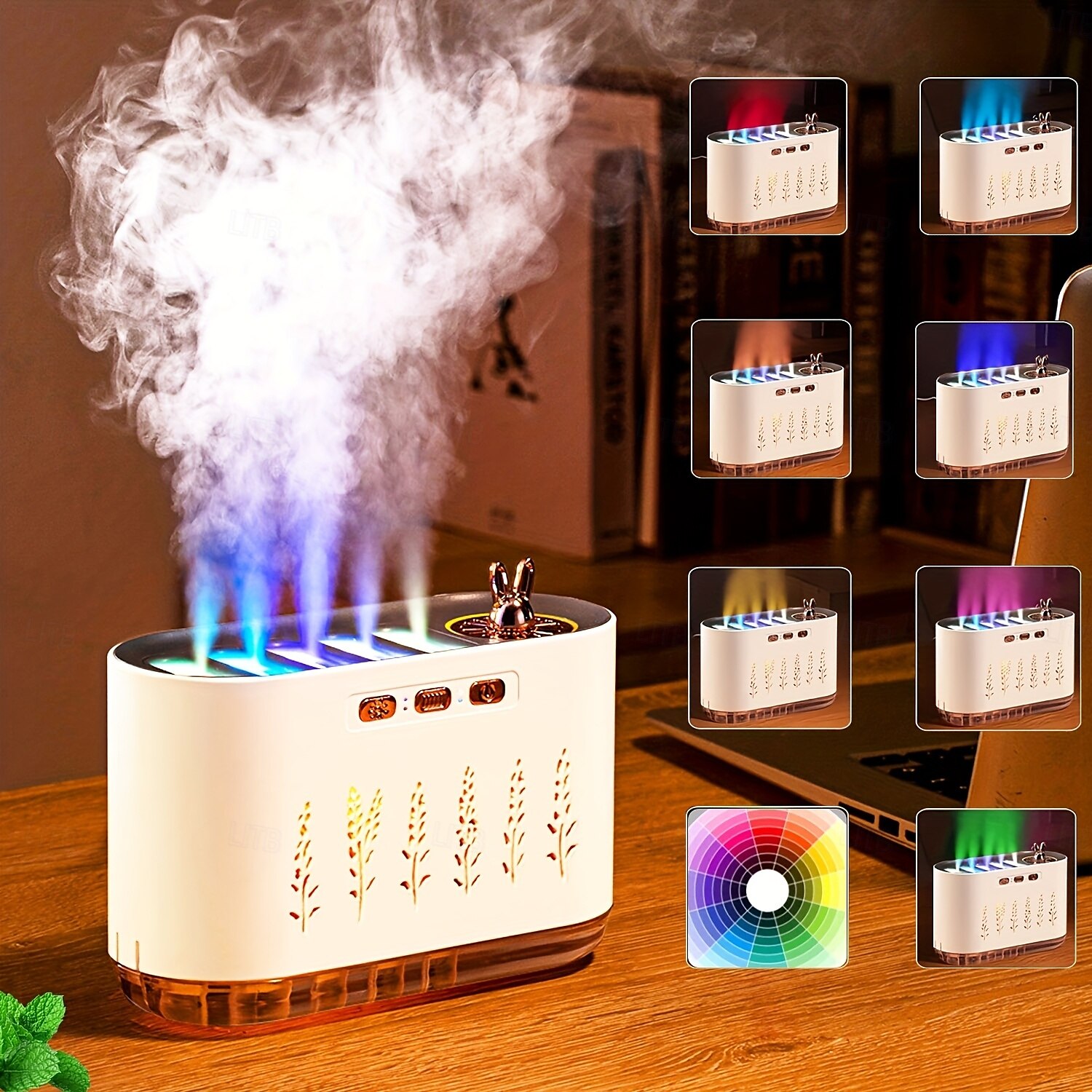 1 stk. stille luftfukter med fem hull, aromatisk oljediffuser, dynamisk fargerik polar luftfukter, hjemme-soverom-kontor-luftfukter, usb-plugg 2025 - $32.99 –P3