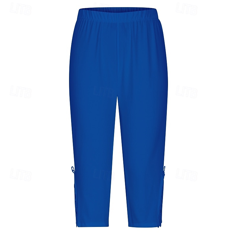 Damen Caprihose Leggings Streetwear Lässig Wadenlang Natürliche Taille Einfach Spitze Patchwork Elastischer Bund Bequem Außenbereich Outdoor Urlaub Alltagstauglich Wein Hellhimmelblau Schwarz Gelb 2025 - $14.99 –P9