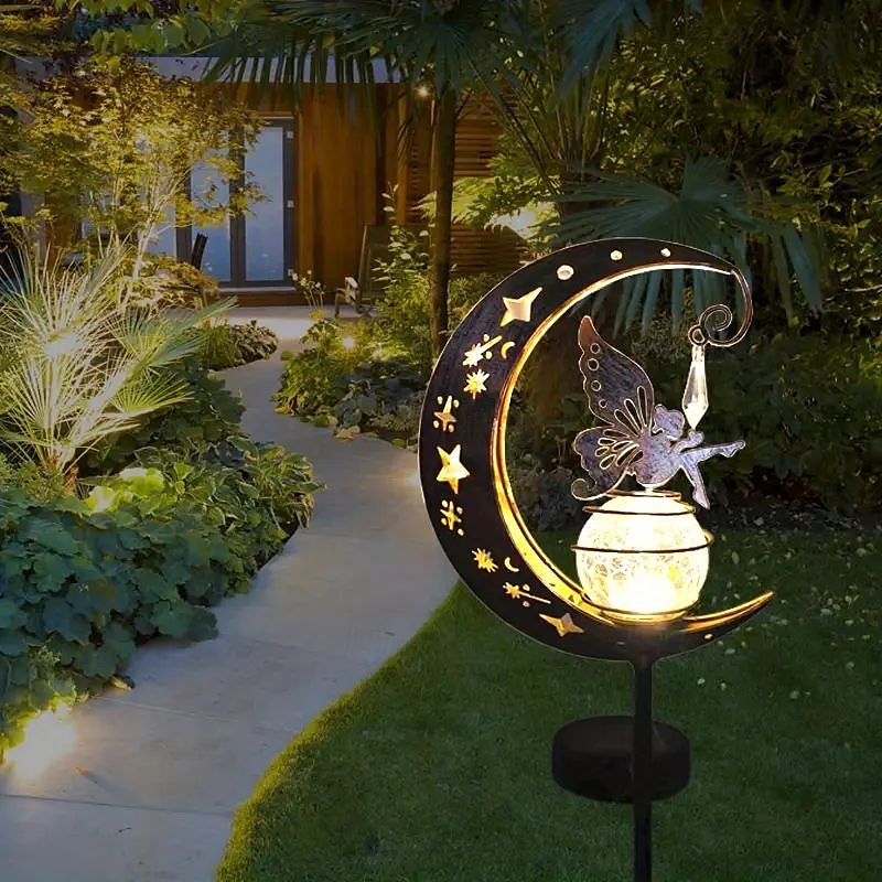 1 pz luce solare da giardino luce decorativa per esterni luce luna fata angelo luce da prato luce calda impermeabile luce a led per villa cortile canale prato terrazza decorazione da giardino del 2026 a $25.99 –P2