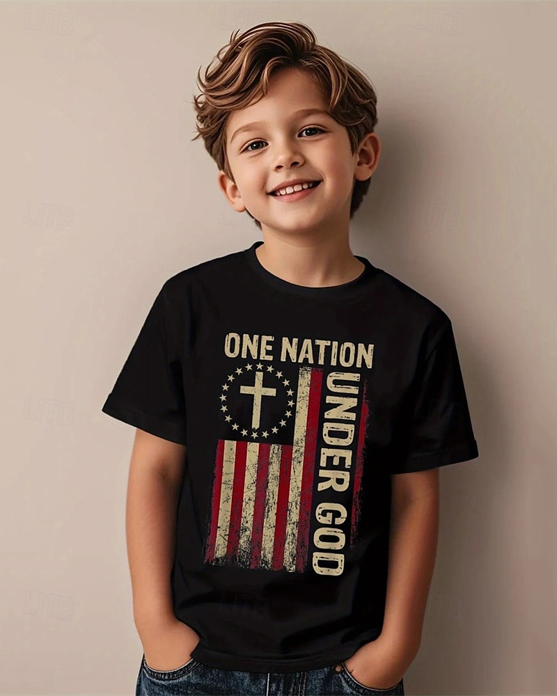 Amerikaanse Onafhankelijkheidsdag Jongens 3D Grafisch Vlag T-shirt Korte mouw Zomer Lente Modieus Basic Kinderen 4-12 jaar Strakke ronde hals Buiten Casual Dagelijks Normale pasvorm 2025 - $11.99 –P6