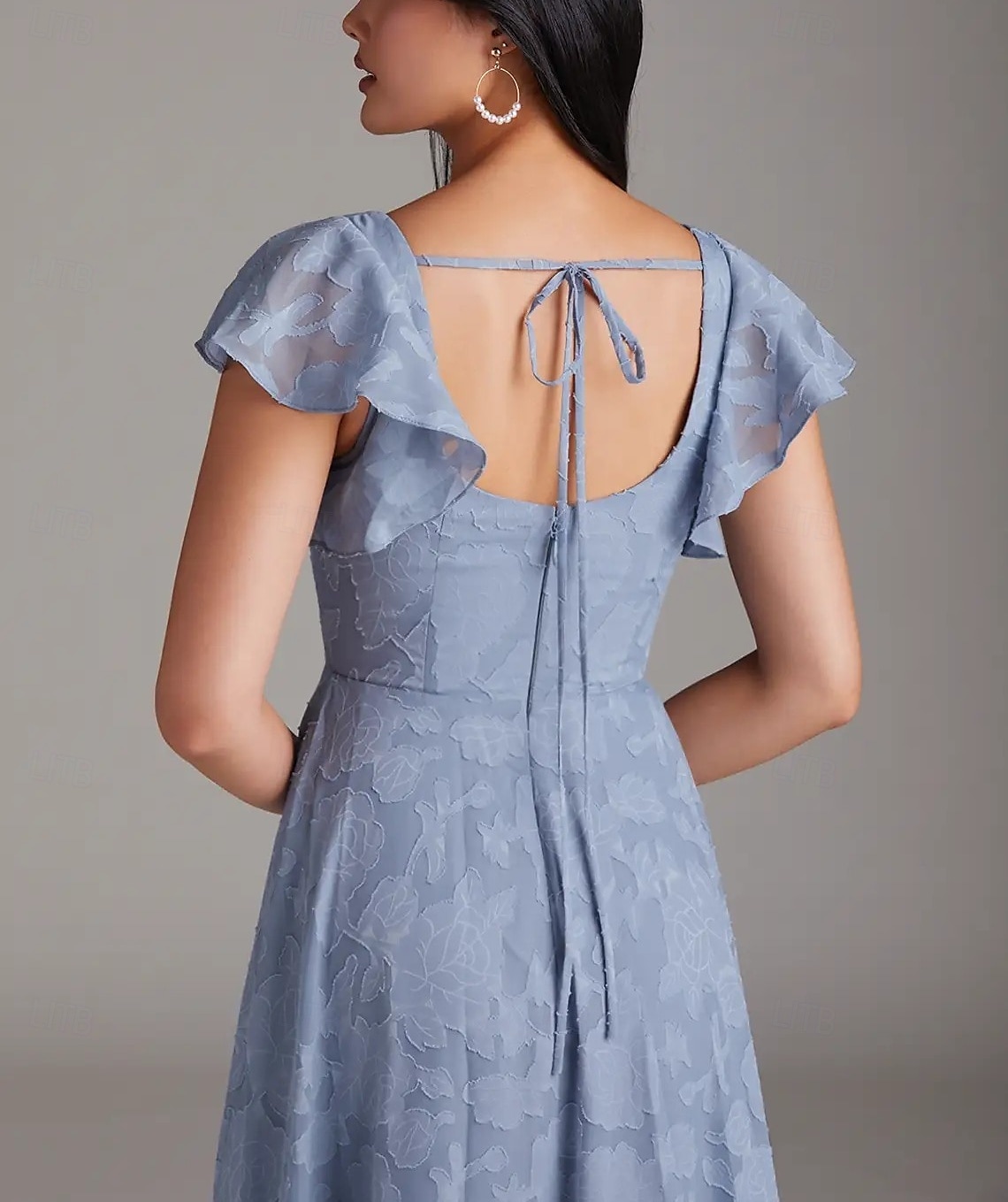 A-linje Bridesmaid Klänning Scoophals Ärmlös Elegant Golvlängd Chiffon med Volanger  Delad Framsida 2025 - $156.99 –P5