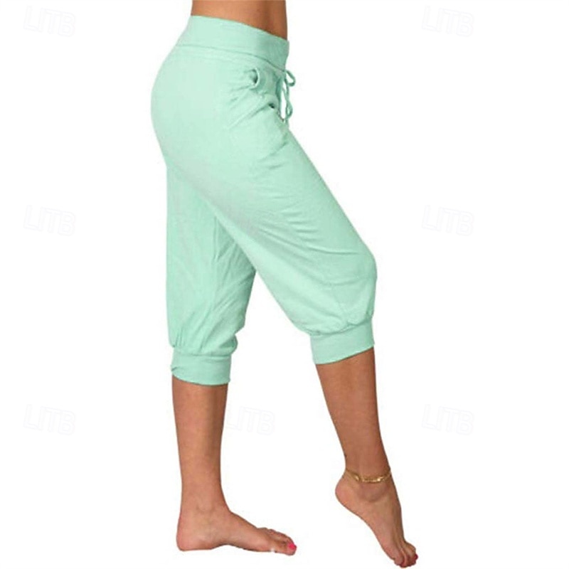 Dame Capri-bukser Søndagsshorts Gatemote Fritid Kalv lengde Medium Midje عادي Elastisk midje Snorer Pusteevne Myk Mikroelastisk Feriereise Gate Dagligdagstøy Svart Rosa Navyblå Grønn Sommer Normal 2025 - $16.99 –P14