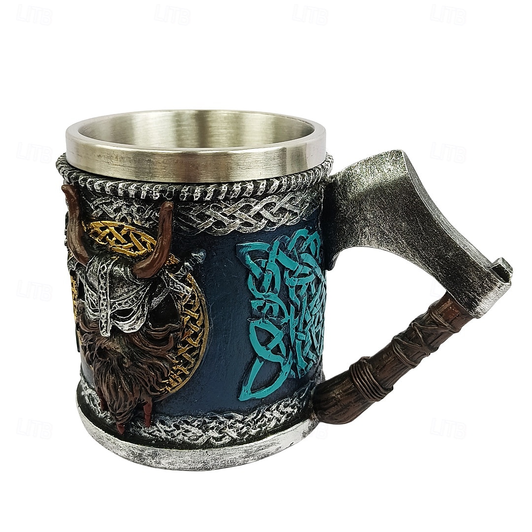 halbă de bere vikingă, cană cadou Oktoberfest cu topor de luptă medieval, ceașcă de cafea pirat nordic, halbă războinic viking, halbă de bere nordică rustică 2025 - $21.99 –P4