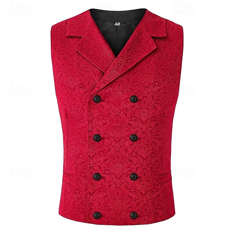 Hombre Chaleco Vacaciones Fiesta Negocio Moda Casual Primavera Otoño Botones Poliéster Cómodo Color sólido Botonadura Doble Diseño Ajuste regular Negro Blanco Rojo Chaleco 2025 - $32.99 –P1