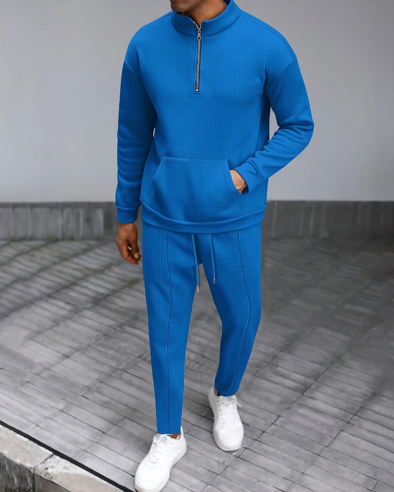 Per uomo Tuta da Ginnastica Pantaloni da Tuta Pista superiore Tasca con cerniera Tinta unita Completo Abbigliamento Autunno Nero Bianco Palestra Athleisure Corsa Antivento Manica Lunga Sport del 2026 a $44.99 –P4