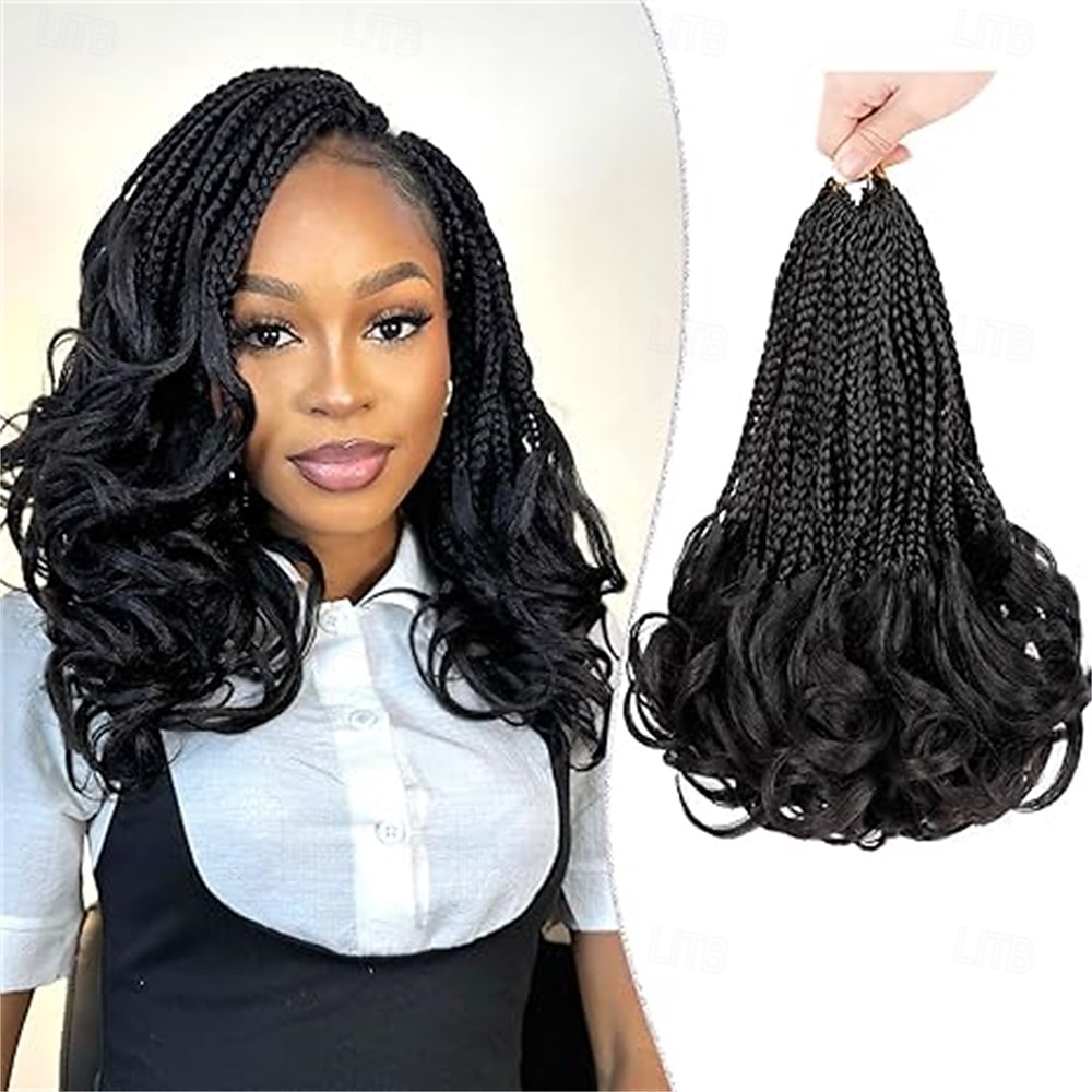Trecce ricce francesi pre-anellate, capelli castani scuri da 12 pollici, all'uncinetto per donne, confezioni da 8 trecce corte all'uncinetto con punte ricce, extension per capelli sintetici 33# del 2025 a $57.99 –P4