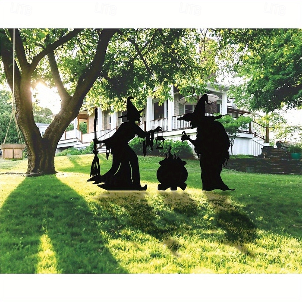 Decorazioni da giardino in metallo con streghe di Halloween festive, 3 streghe spettrali per decorazioni da esterno - picchetti da giardinaggio senza batteria, decorazioni da giardino in metallo del 2025 a $71.99 –P6