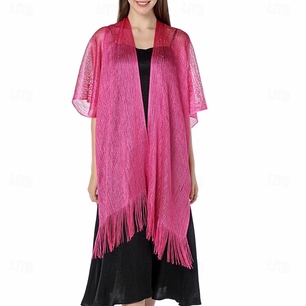 Capa Elegante de Proteção Solar para Mulheres com Mangas Curtas em Seda Imitada com Cor Pura para Casamento de Verão de 2025 por $20.99 –P19